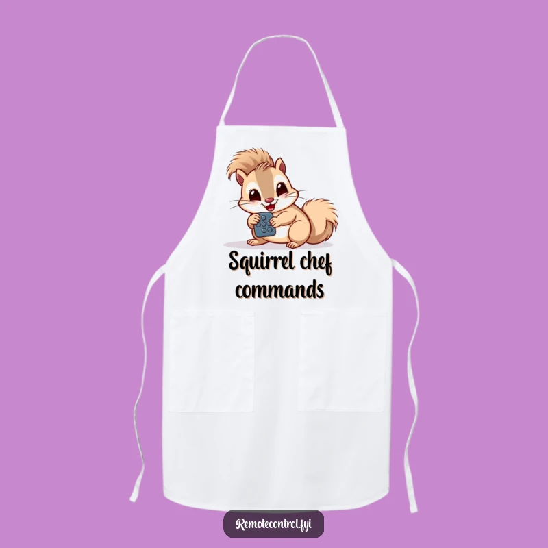 Funny Squirrel Remote Apron: Giggling Chef Tech, Button Study Kitchen Gift