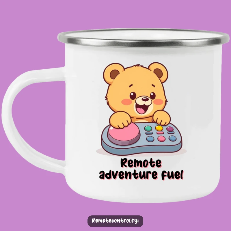 Funny Bear Cub Camping Mug: Adventure Fuelled by Remote Control Fun