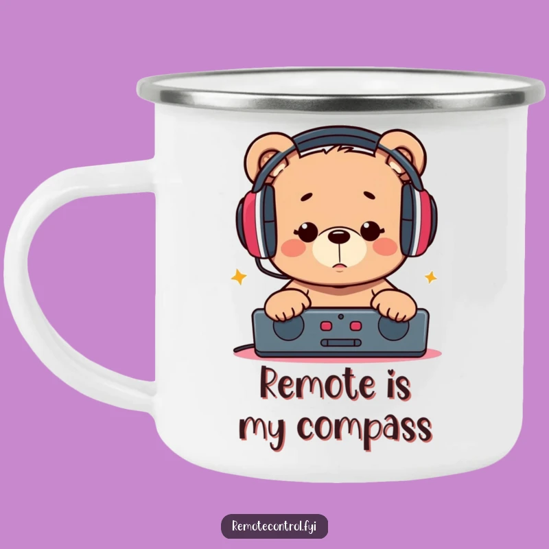 Funny Bear Enamel Camping Mug: Sip with Humorous Adventure