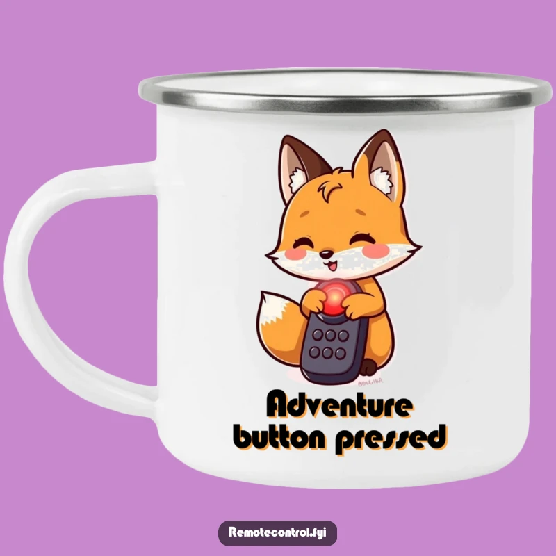 Funny Fox Red Button Camping Mug: Adventure in Every Sip