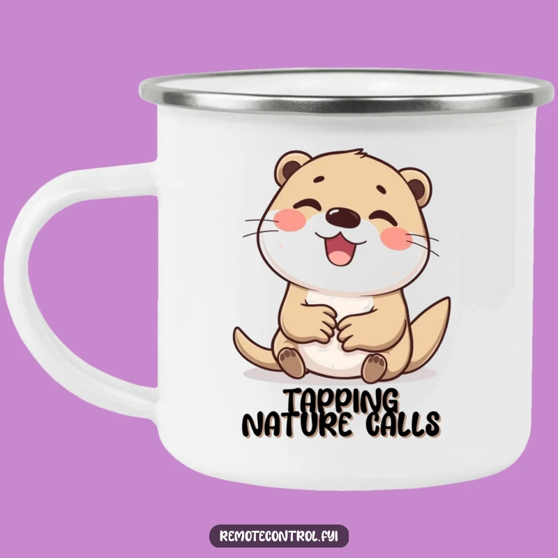 Funny Otter Tapping Buttons Camping Mug: Adventure Fuel for Enthusiasts