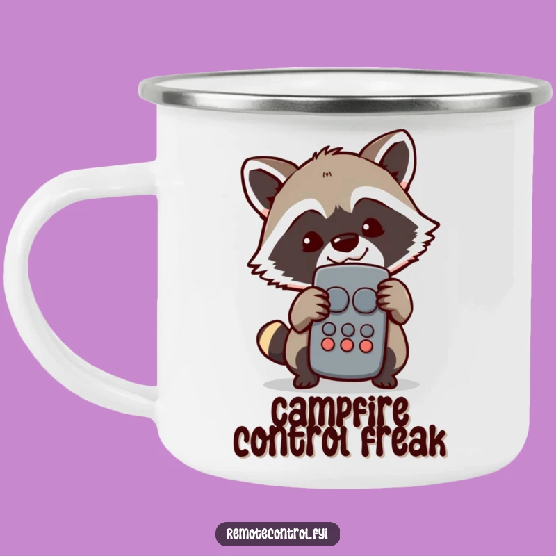 Funny Raccoon Camp Mug: Mischievous Remote Guardian, Durable Funny Gift for Outdoor Fun