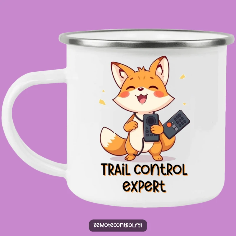 Funny Fox Camping Mug - Juggling Remotes Adventure, Great Gift