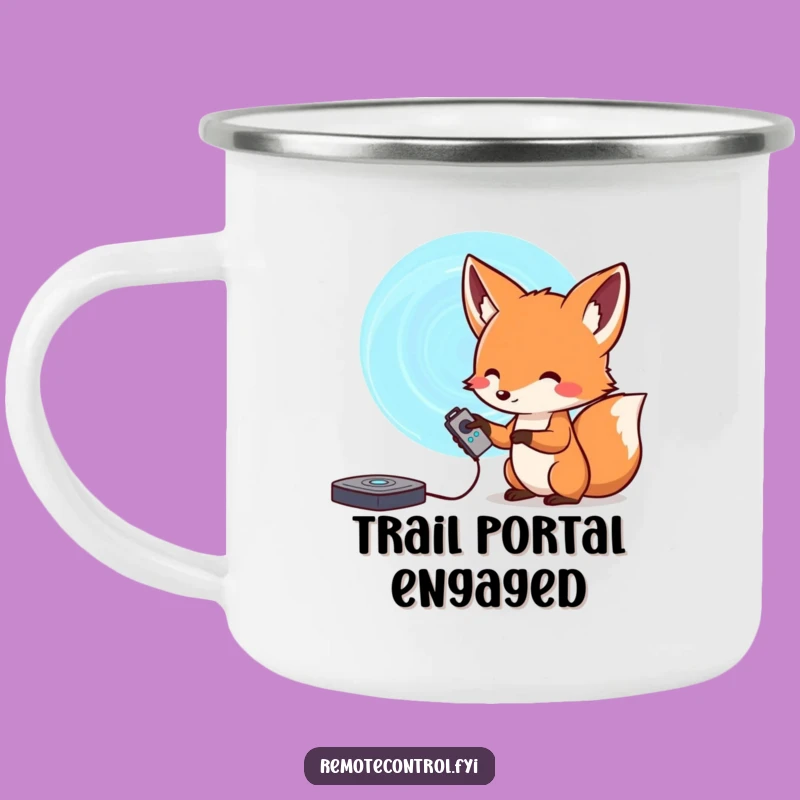 Funny Fox Portal Camping Mug: Sip Your Way Through Dimensions