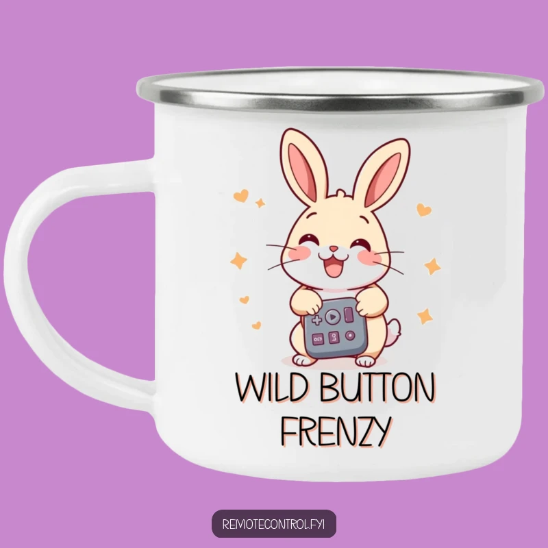 Funny Rabbit Camping Mug: Adventure Powered by Remote Control Energy