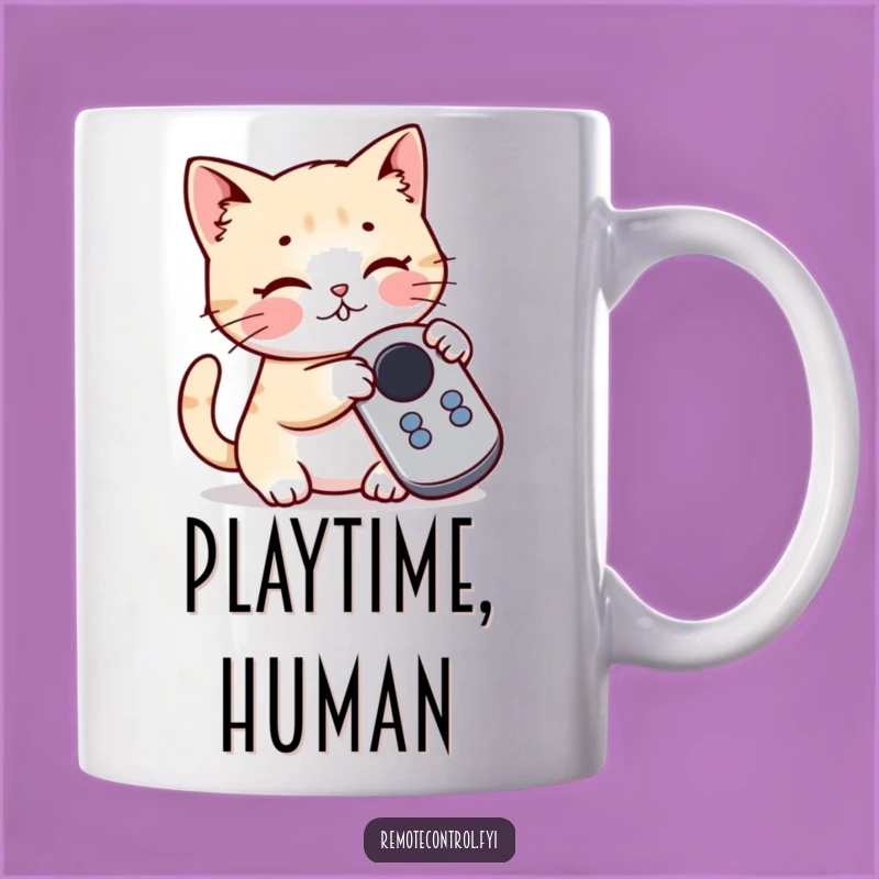 Funny Cat Mug: Playful Remote Batting, Perfect Humorous Gift
