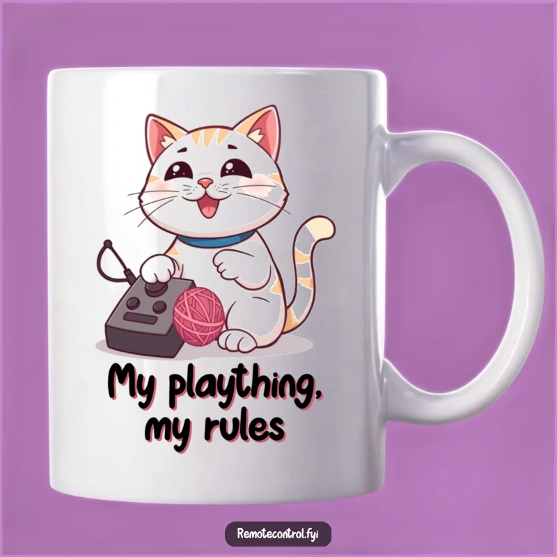 Funny Cat Remote Mug: Playful Feline Gamer Gift for Yarn Ball Control