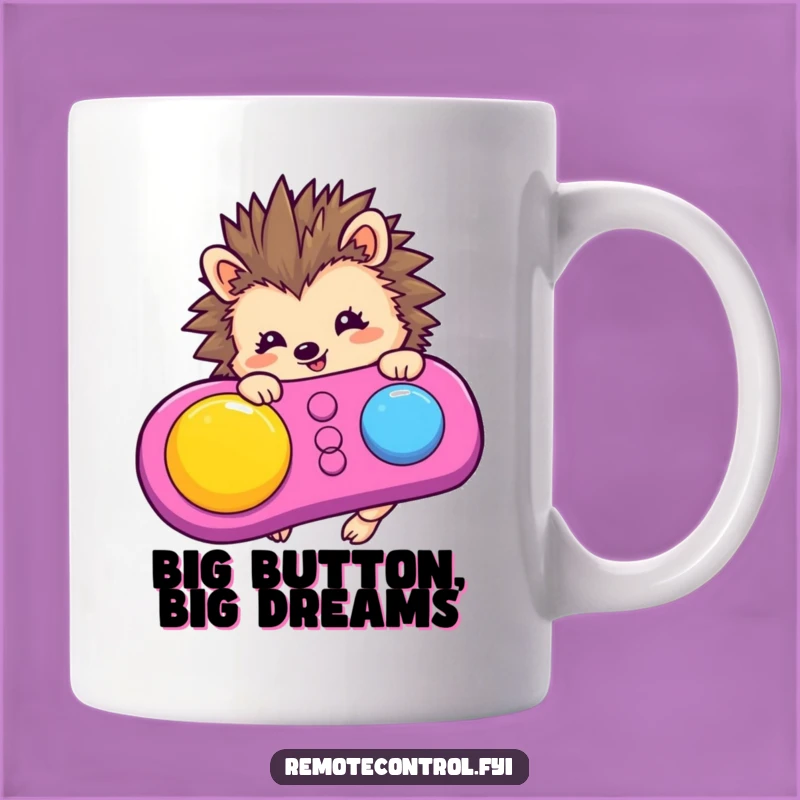 Funny Hedgehog Remote Button Press Mug - Hilarious Gift for Gadget Lovers!