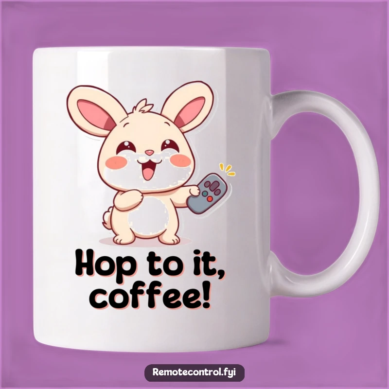 Funny Rabbit Remote Mug: Giggling Enthusiast Coffee Cup, Perfect Funny Gift