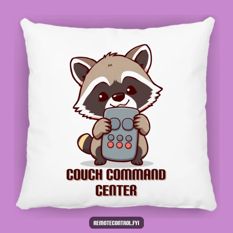 Funny Raccoon Pillow: Mischievous Remote Guardian, Soft Funny Gift for Cozy Spaces