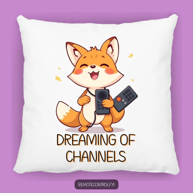 Funny Fox Pillow - Juggling Remotes Fun, Hilarious Throw Pillow Gift