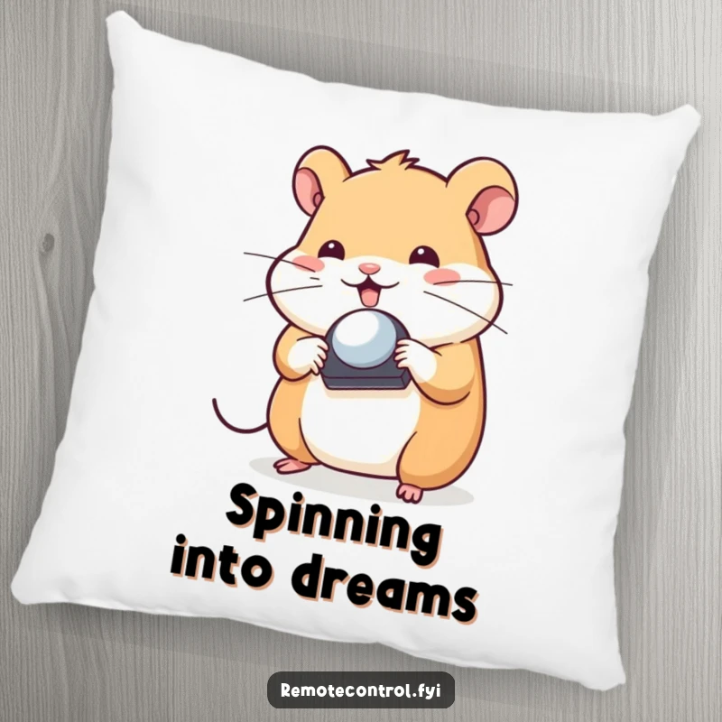 Funny Hamster Pillow: Playful hamster character spinning a TV remote control on its nose, adding a soft and amusing touch.