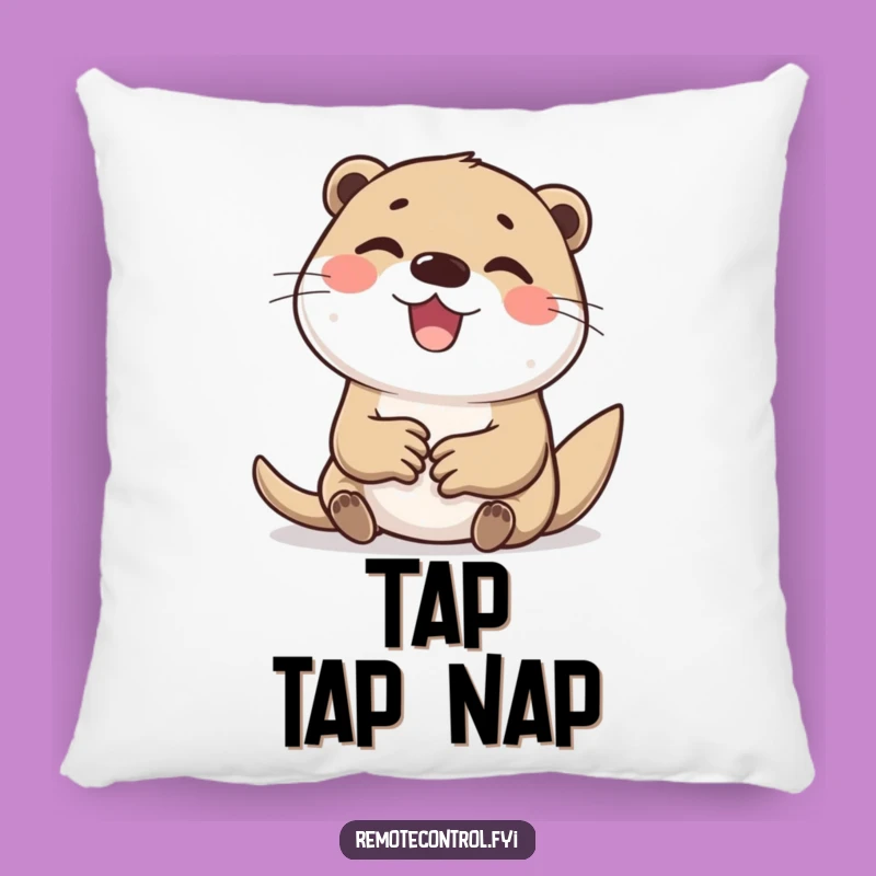 Funny Otter Tapping Buttons Pillow: Comfy Cushion for Tech-Loving Otter Fans