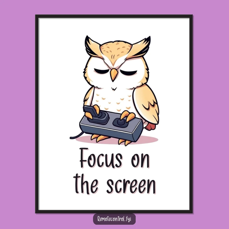 Funny Owl Digital Art - Intense Remote Control Focus Print!