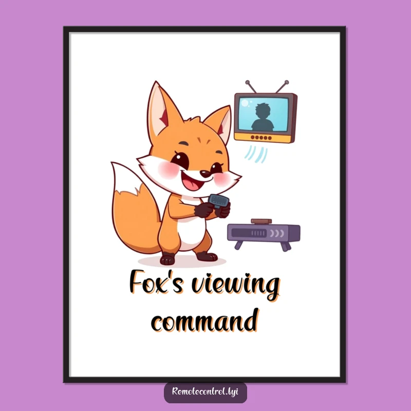 Funny Fox Digital Print: Mischievous Remote Control Art for Instant Wit