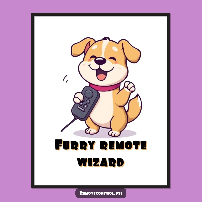 Funny Dog Remote Digital Art: Vibrant Comedic Canine Decor