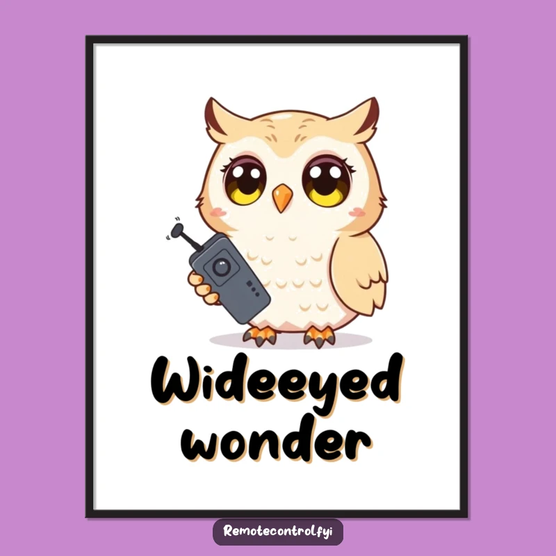 Funny Shy Owl Surprise Art: Wide-Eyed Remote Holder, Digital Funny Gift Print