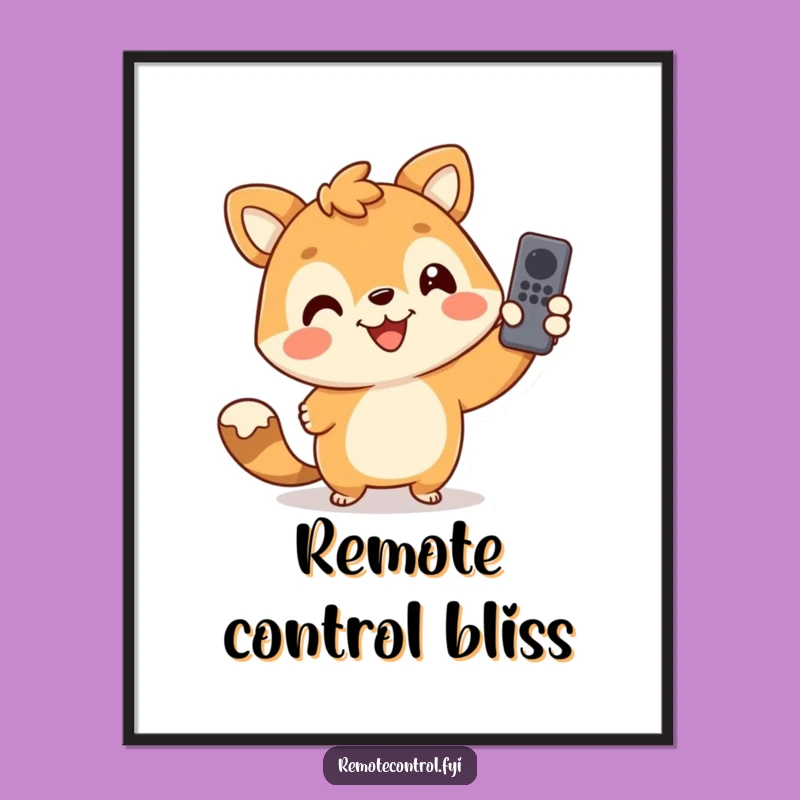 Funny Animal Remote Control Digital Art: Hilarious Gift Print