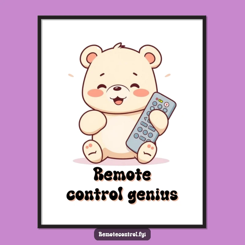 Funny Bear Cub Digital Print: Hilarious Remote Control Art for Instant Joy