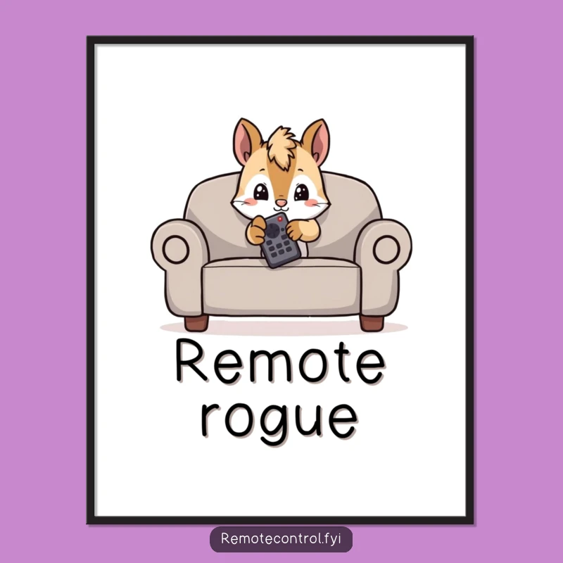 Funny Mischievous Squirrel Digital Art - Printable Couch Cravings - Instant Funny Gift!