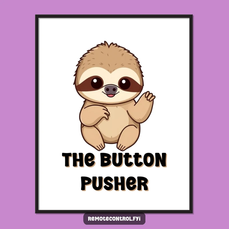 Funny Sloth Button Digital Art: Instant Relaxed Download