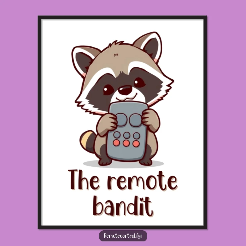 Funny Raccoon Channel Surfer Art: Mischievous Grin, Digital Funny Gift Print