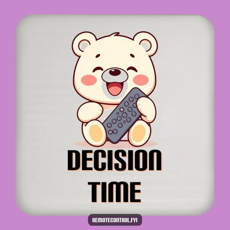 Funny Bear Coaster: Remote Control Mastery, Perfect Humorous Gift