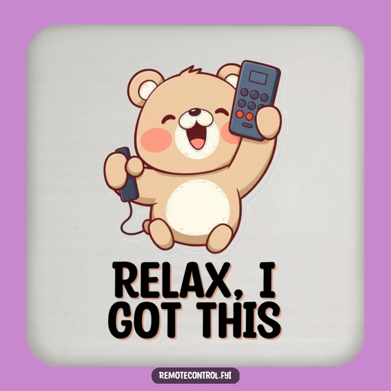 Funny Bear Coaster - Upside Down Remote Protection, Hilarious Gift