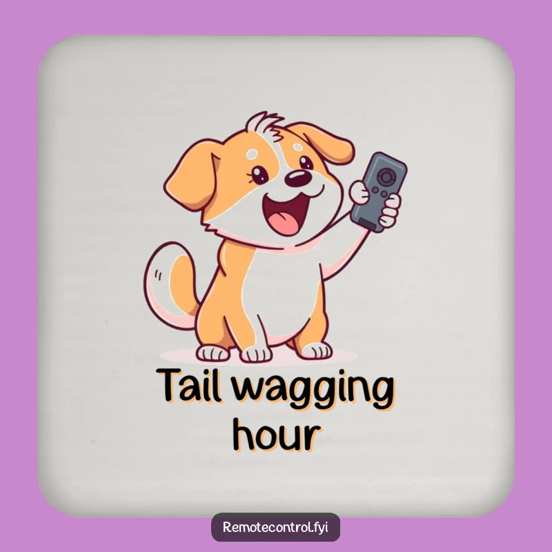 Funny Dog Coaster: Protect Surfaces with Excited Remote Control Charm
