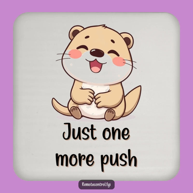Funny Otter Tapping Buttons Drink Coaster: Protect Surfaces with Humor
