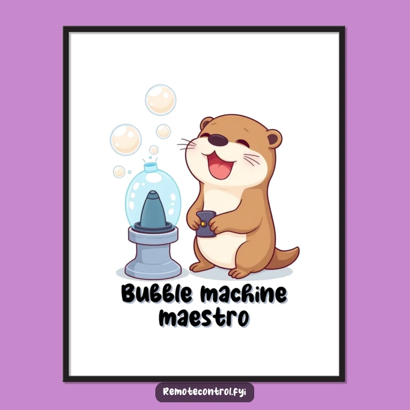 Funny Otter Bubble Poster: Vibrant Comedic Joyful Wall Art