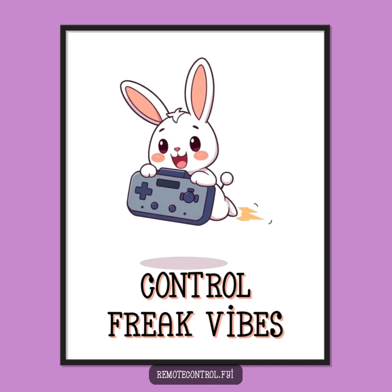 Funny Bunny Remote Control Poster: Hilarious Wall Art for Entertainment Zones