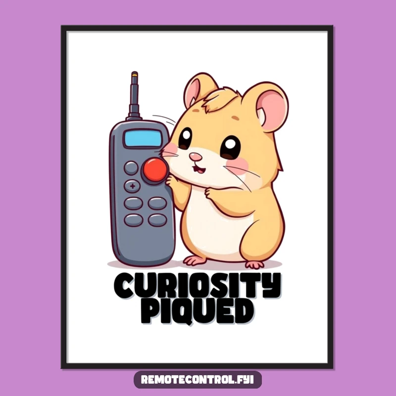 Funny Hamster Button Poking Poster: Hilarious Remote Control Art for Walls
