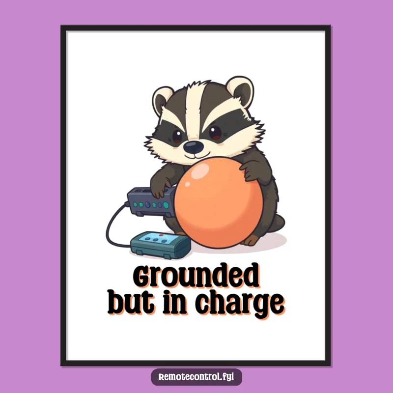 Funny Badger Control Poster: Humorous Wall Art