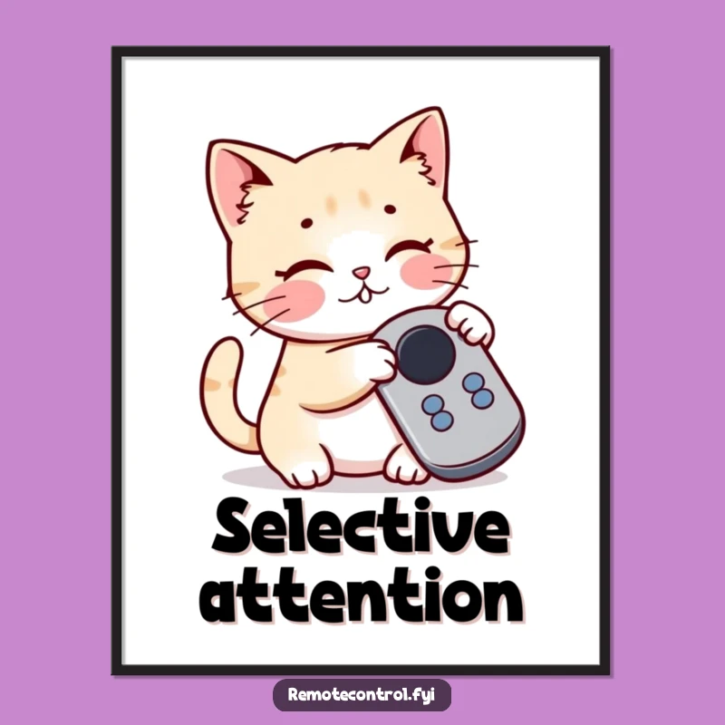 Funny Cat Poster: Remote Control Antics, Perfect Humorous Gift Print