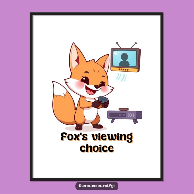 Funny Fox Poster: Mischievous Remote Control Art for Your Entertainment Hub