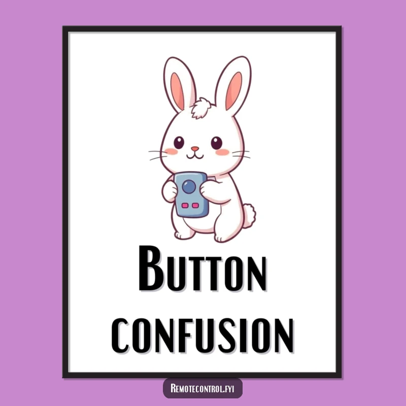 Funny Rabbit Poster: Button Surprise Art, Perfect Humorous Gift Print