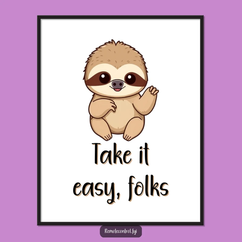 Funny Sloth Button Poster: Relaxing Wall Art