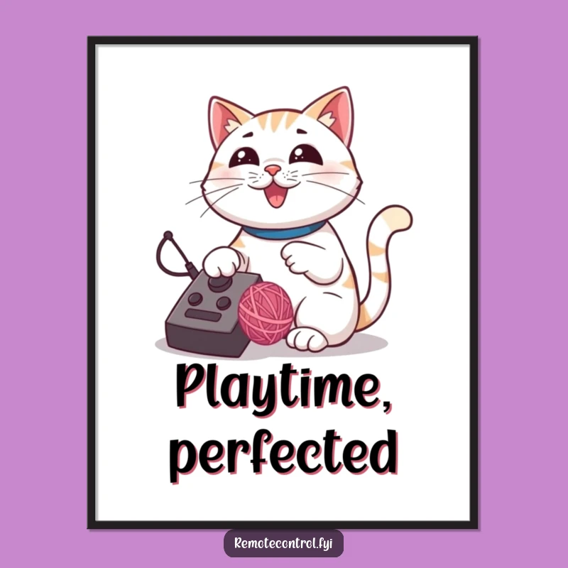 Funny Cat Remote Poster: High-Quality Playful Feline Art for Wall Decor