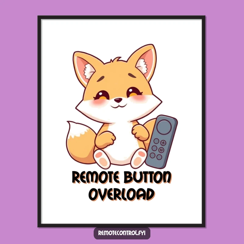 Funny Fox Remote Buttons Poster - Whimsical Wall Art for Laughs!
