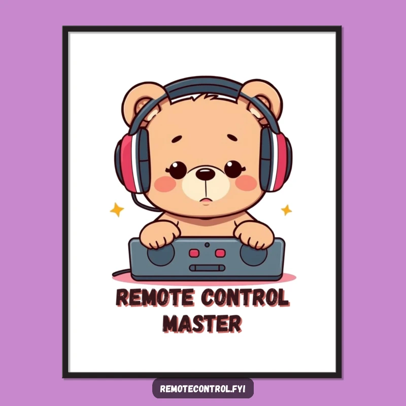 Funny Bear Remote Control Poster: Wall Art for the Ultimate Entertainment Buff