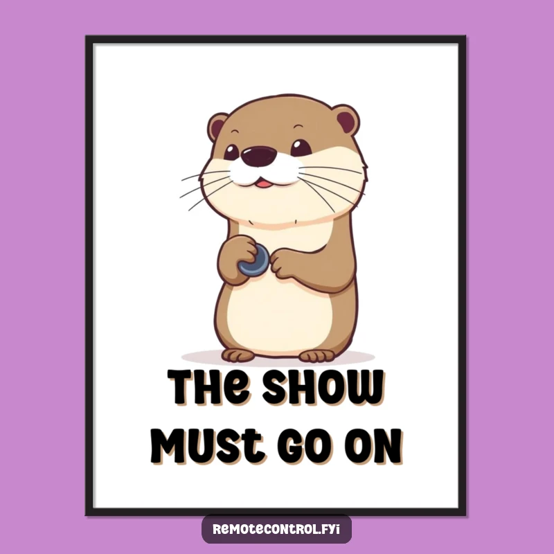 Funny Otter Remote Poster: Quirky Art for Tech Lovers