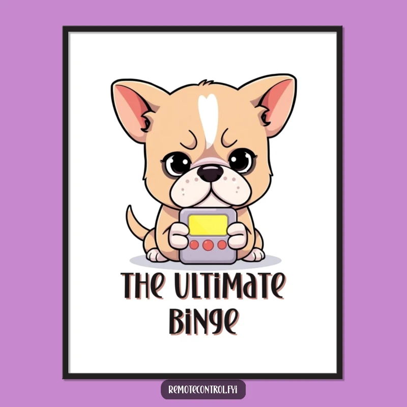 Funny Dog Remote Poster: High-Quality Determined Canine Art for Wall Decor