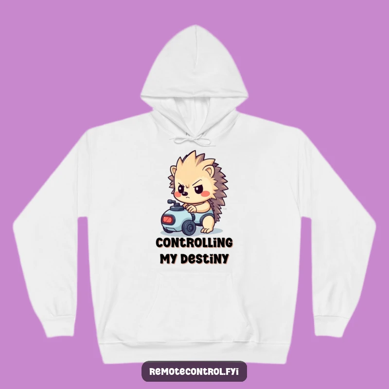 Funny Hedgehog Hoodie - Cozy Determination & Robot Control Fun!
