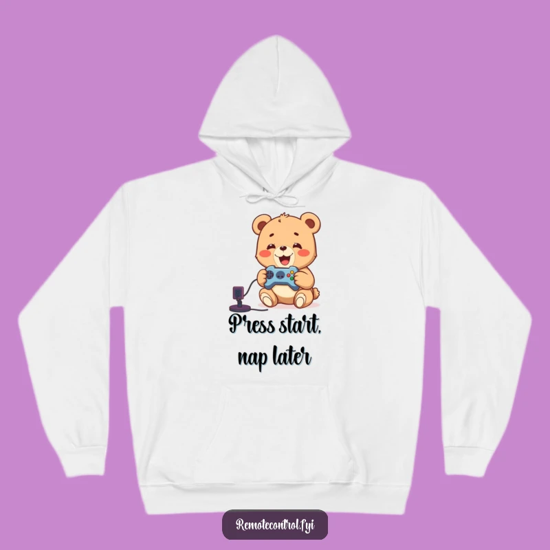 Cozy Funny Bear Cub Gamer Hoodie: Delighted Cub Gaming All Day, Great Funny Gift