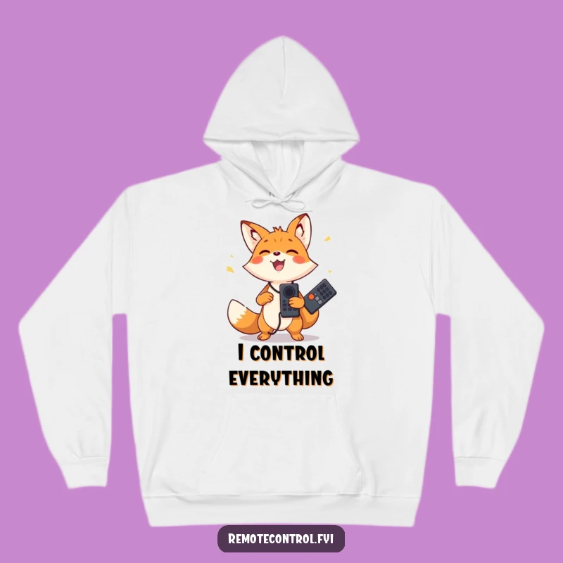 Cozy Funny Fox Hoodie - Juggling Remotes, Perfect Gift for Chill & Play