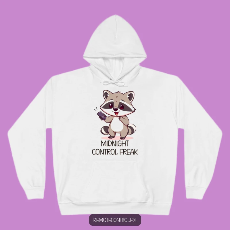 Funny Raccoon Remote Hoodie: Cozy Comedic Bandit Comfort