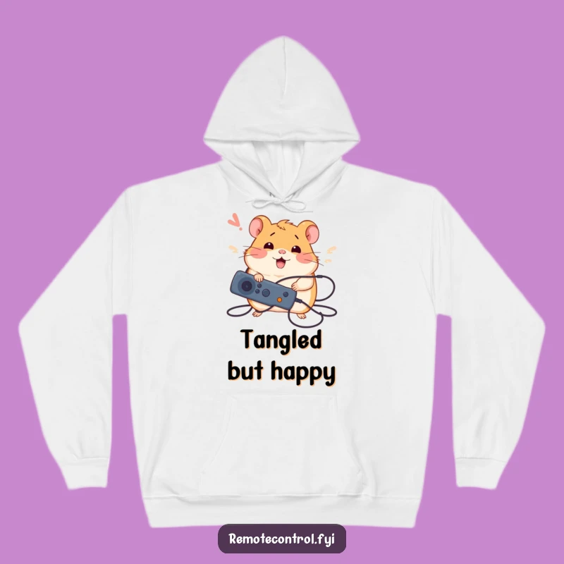 Cozy Funny Hamster Tech Hoodie: Hamster's Happy Tangle, Great Funny Gift