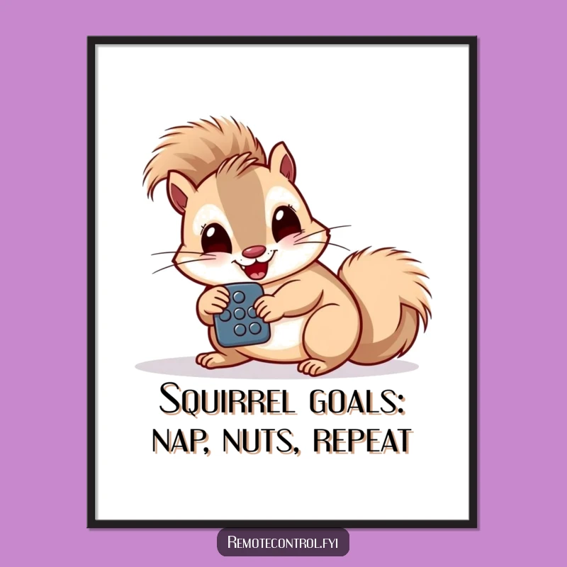 Free Printable Funny Squirrel Wall Art - Remote Control Animal Downloadable Decor