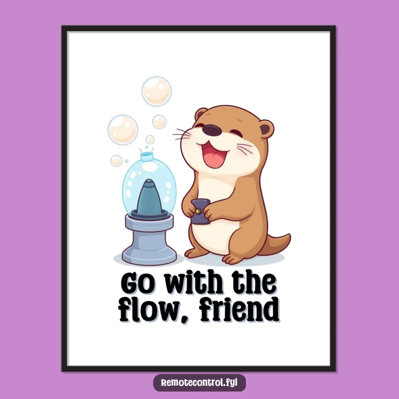 Free Printable Wall Art: Funny Otter Activates Bubble Machine - Quirky Downloadable Decor
